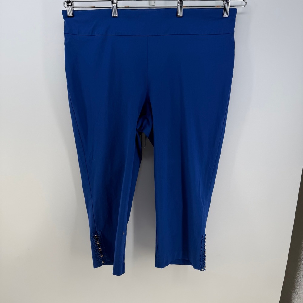 Counterparts Capri Pants Womens 22W Blue Lace Up Grommet Hemmed Casual Summer